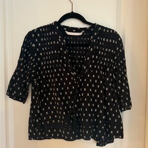 Zara Black and White Checkered Blouse